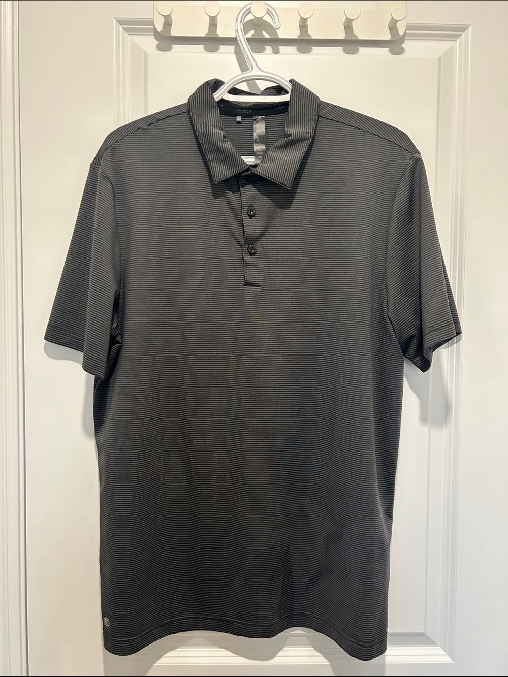 adidas Men's Black & Gray Striped Polo Shirt